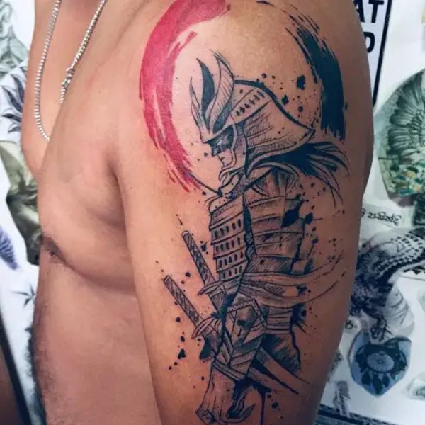 Tattoo thể hiện hét sự tôn nghiêm uy phong của hình tượng võ sĩ samurai
