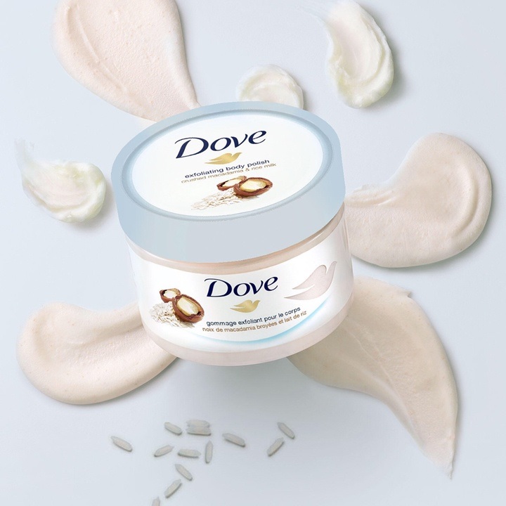 Tẩy tế bào chết body Dove với nhiều mùi hương cho các bạn lựa chọn