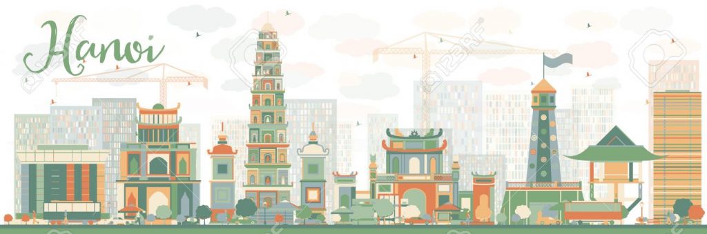 50354972 abstract hanoi skyline with color landmarks vector illustration business travel and tourism