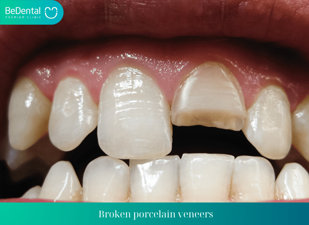 Broken porcelain veneers