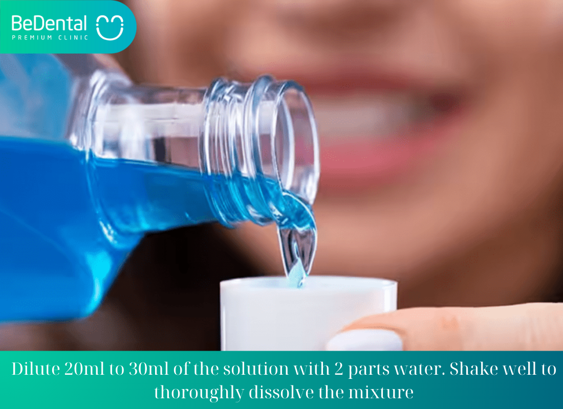 Dilute 20ml to 30ml of the solution with 2 parts water. Shake well to thoroughly dissolve the