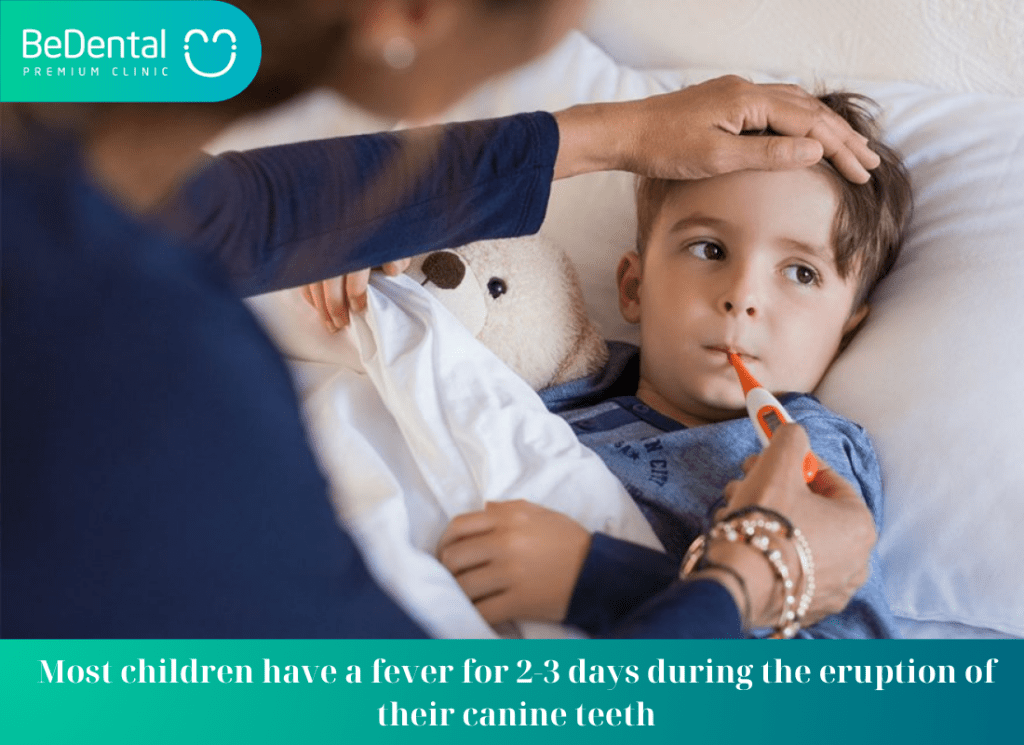 Most children have a fever for 2 3 days during the eruption of their canine teeth