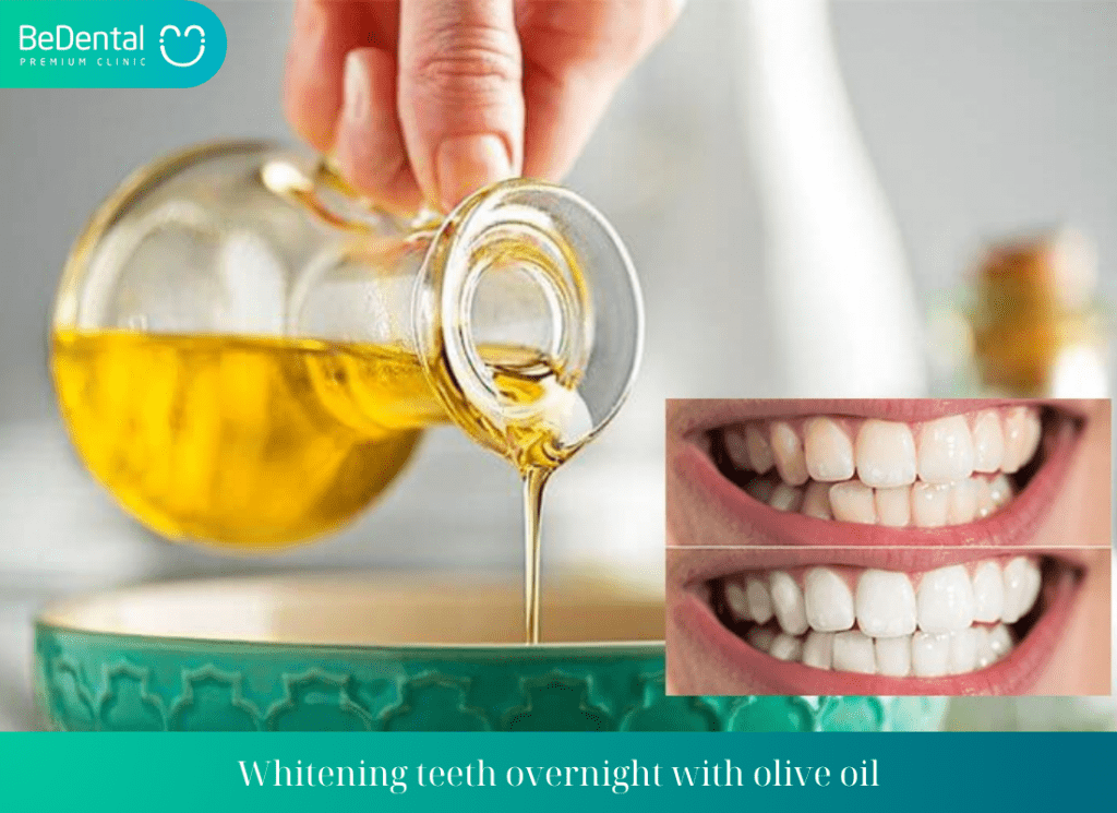 Whitening teeth overnight with olive oil